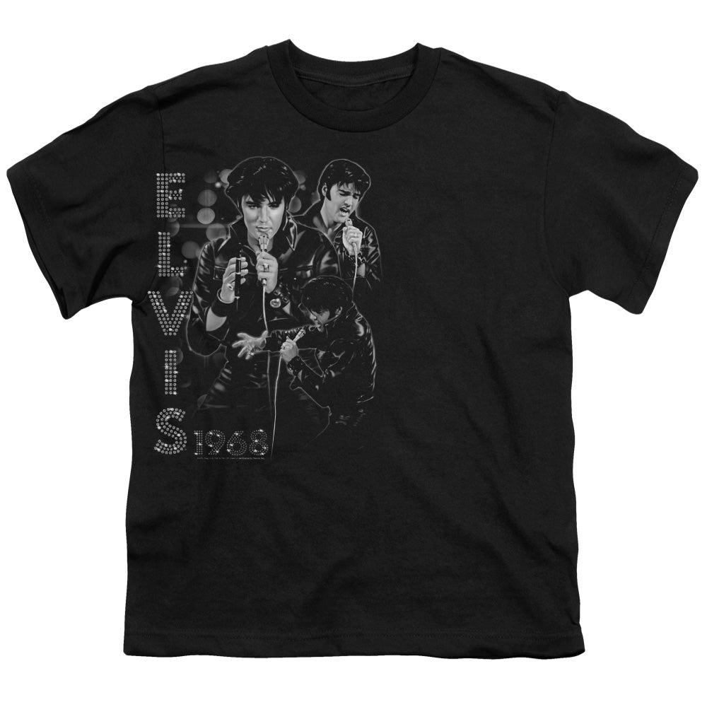 Elvis Presley Leathered Kids Youth T Shirt Black