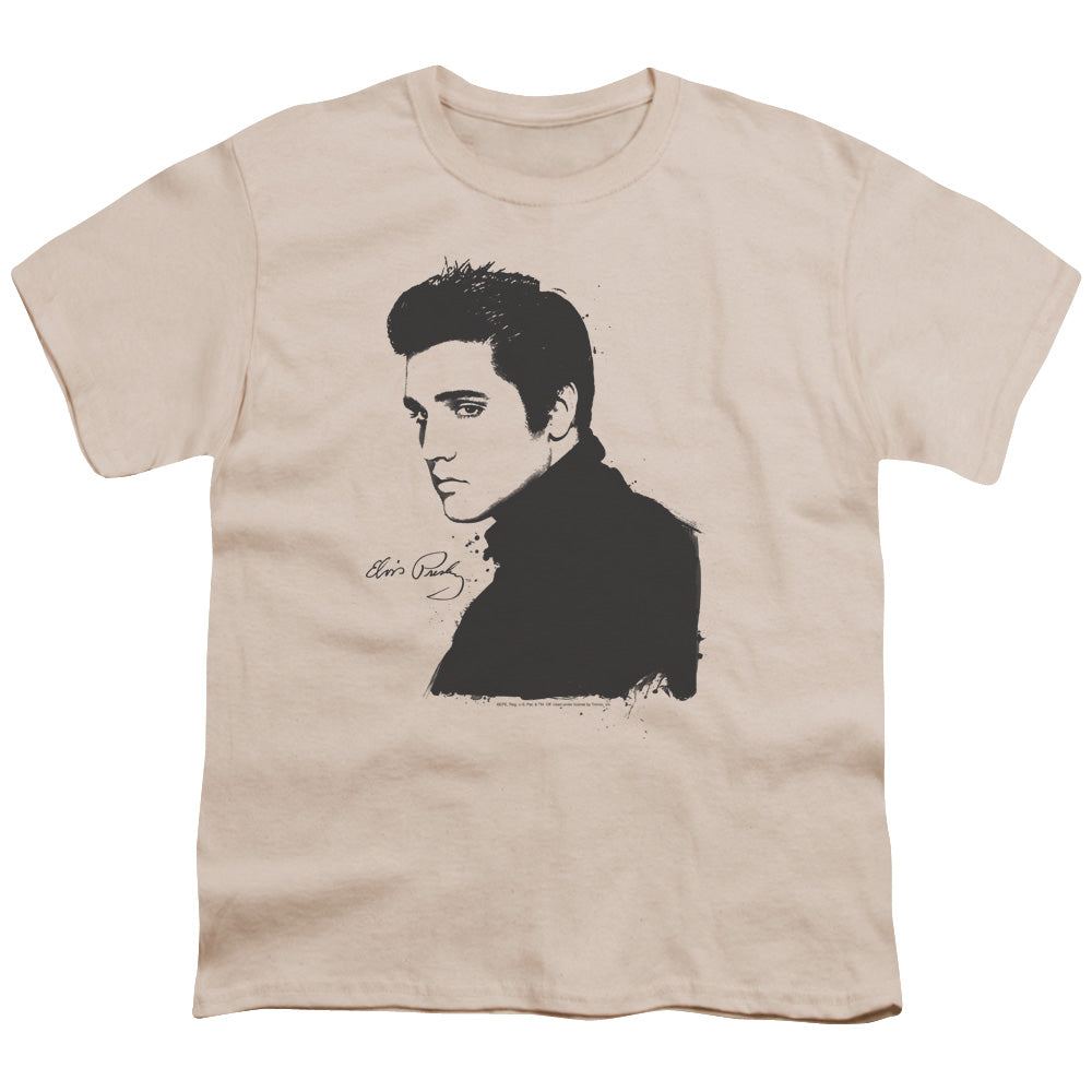 Elvis Presley Black Paint Kids Youth T Shirt Cream