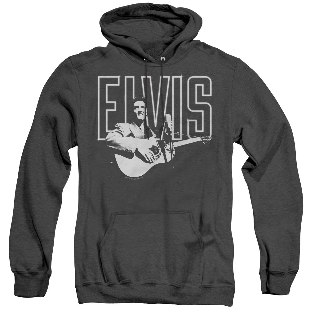 Elvis Presley White Glow Mens Heather Hoodie Black Officially Licensed