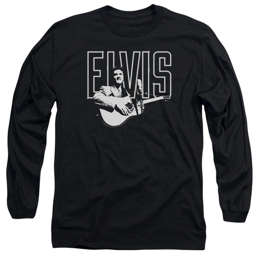 Elvis Presley White Glow Mens Long Sleeve Shirt Black