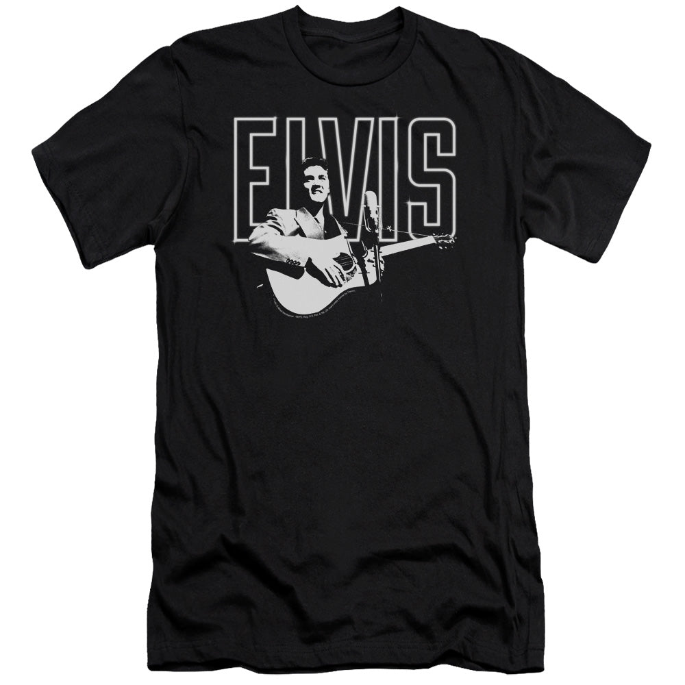 Elvis Presley White Glow Slim Fit Mens T Shirt Black