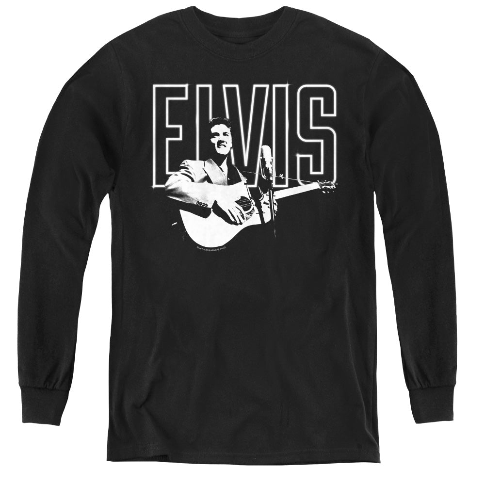 Elvis Presley White Glow Long Sleeve Kids Youth T Shirt Black