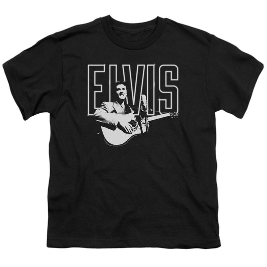 Elvis Presley White Glow Kids Youth T Shirt Black