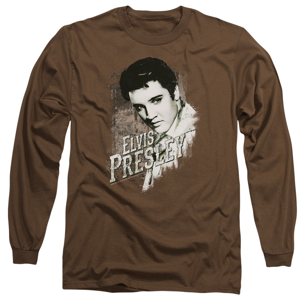 Elvis Presley Rugged Elvis Mens Long Sleeve Shirt Coffee