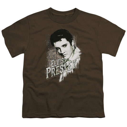 Elvis Presley Rugged Elvis Kids Youth T Shirt Coffee