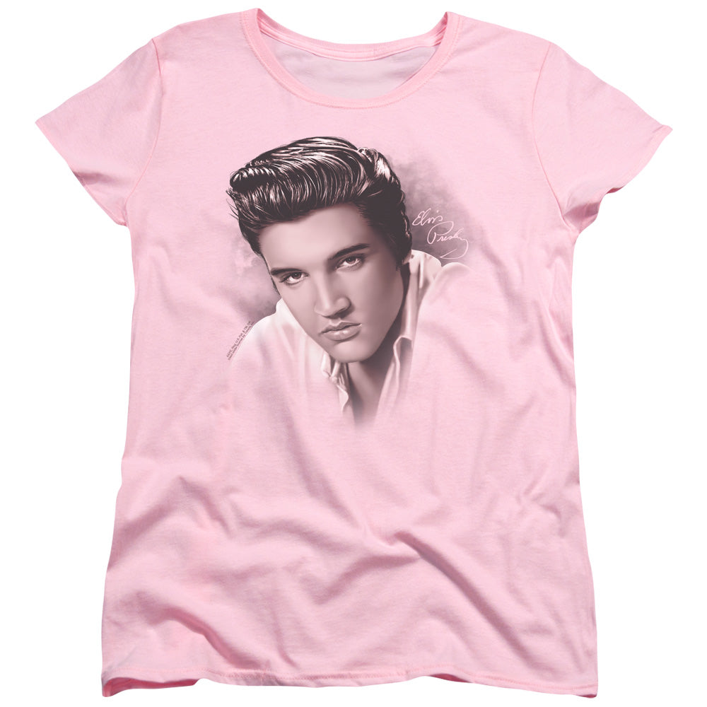 Elvis Presley the Stare Womens T Shirt Pink