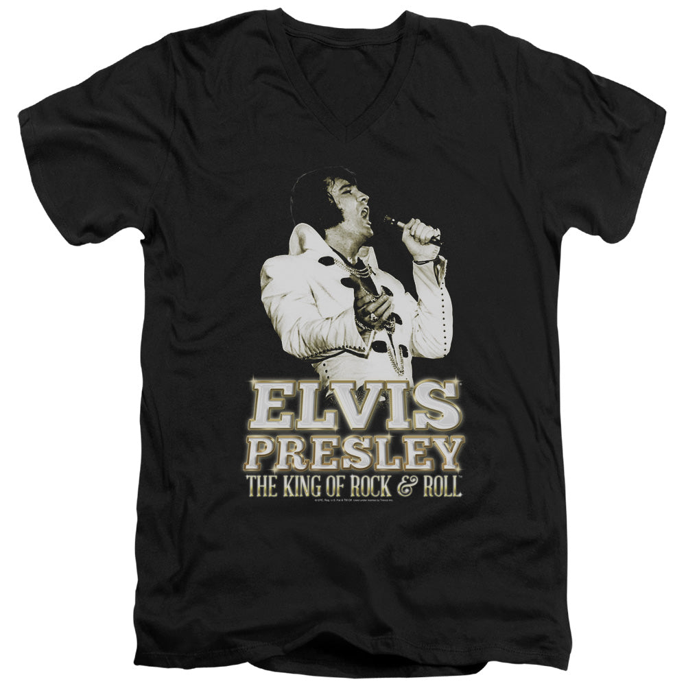 Elvis Presley Golden Mens Slim Fit V-Neck T Shirt Black