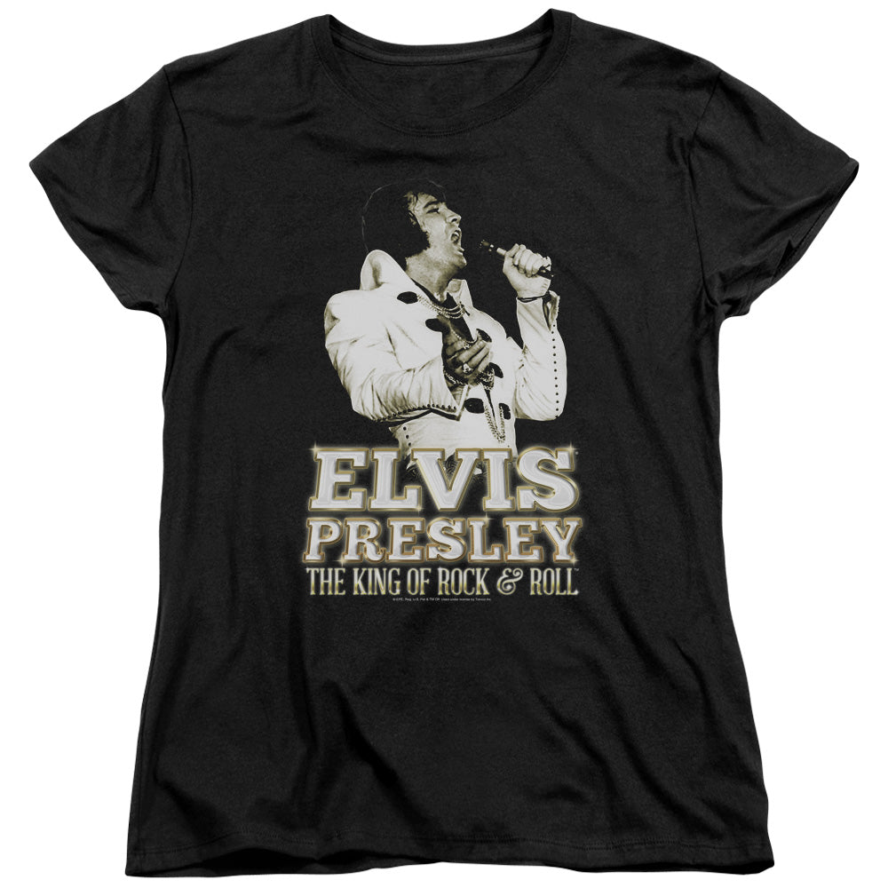 Elvis Presley Golden Womens T Shirt Black