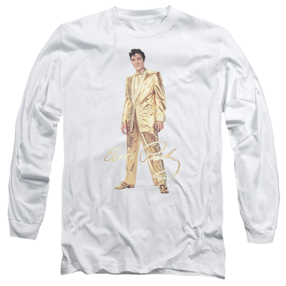 Elvis Presley Gold Lame Suit Mens Long Sleeve Shirt White