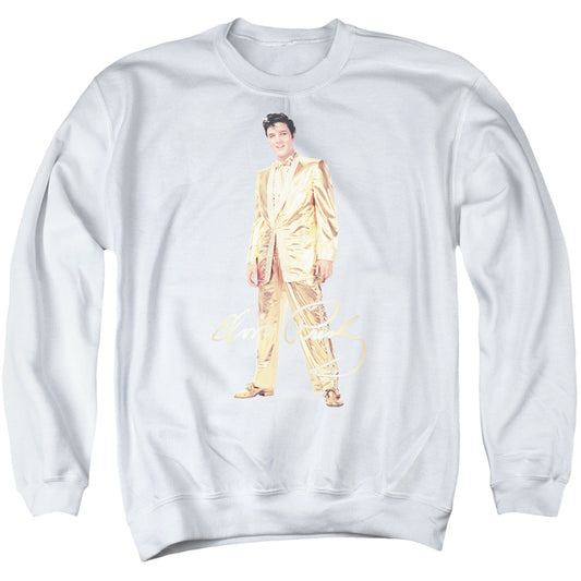 Elvis Presley Gold Lame Suit Mens Crewneck Sweatshirt White