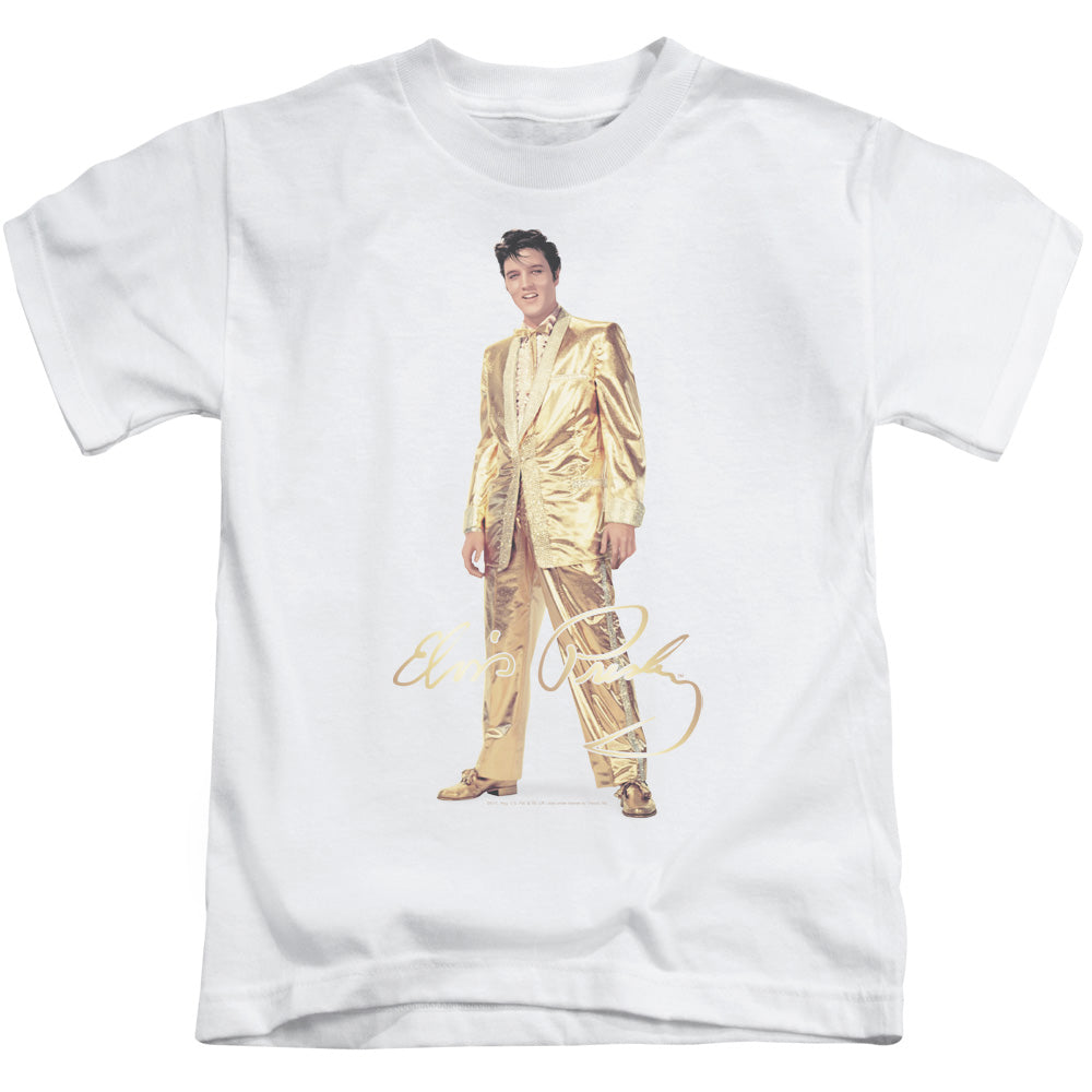 Elvis Presley Gold Lame Suit Juvenile Kids Youth T Shirt White 