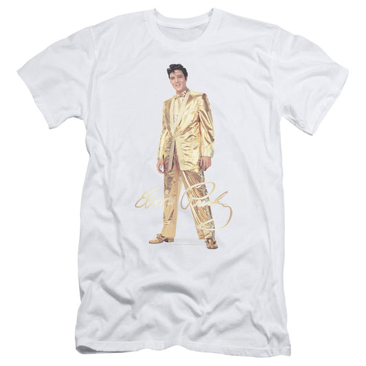 Elvis Presley Gold Lame Suit Slim Fit Mens T Shirt White