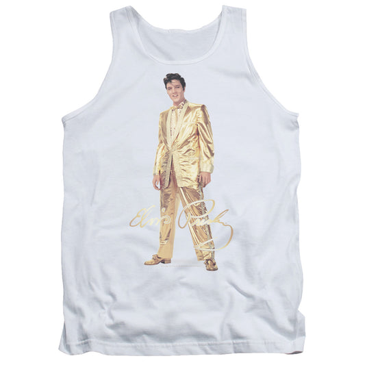 Elvis Presley Gold Lame Suit Mens Tank Top Shirt White