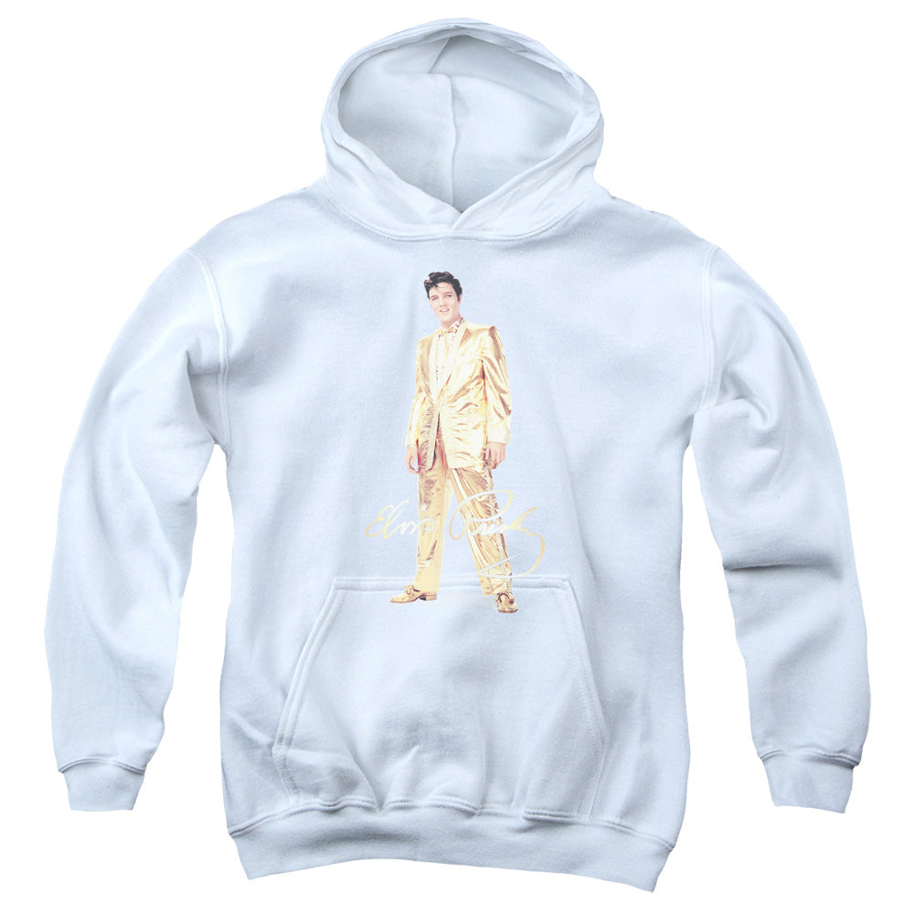 Elvis Presley Gold Lame Suit Kids Youth Hoodie White