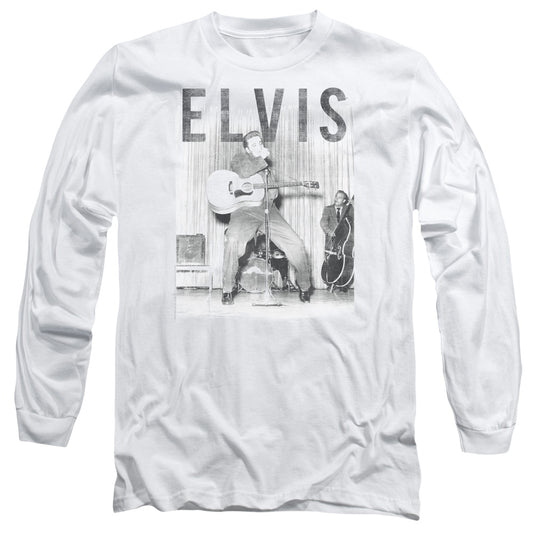 Elvis Presley With the Band Mens Long Sleeve Shirt White