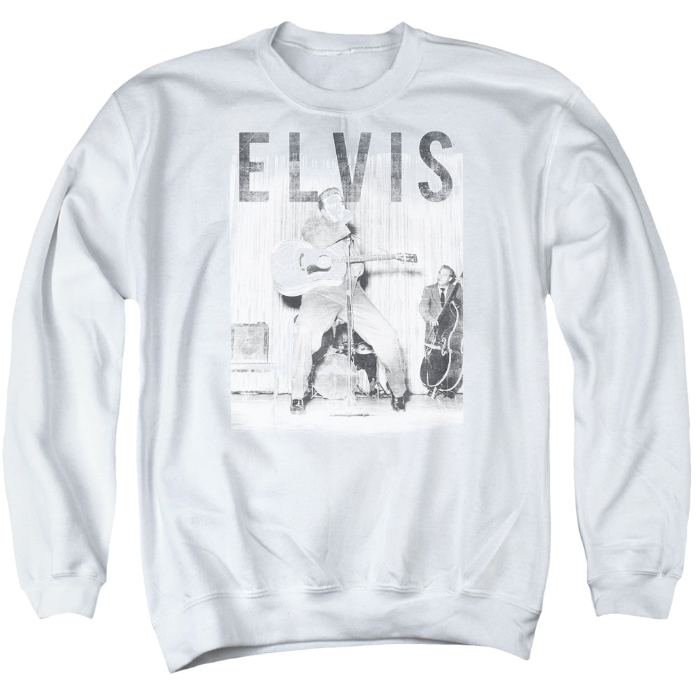 Elvis Presley With the Band Mens Crewneck Sweatshirt White