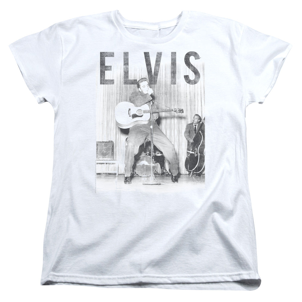 Elvis Presley With the Band Womens T Shirt White