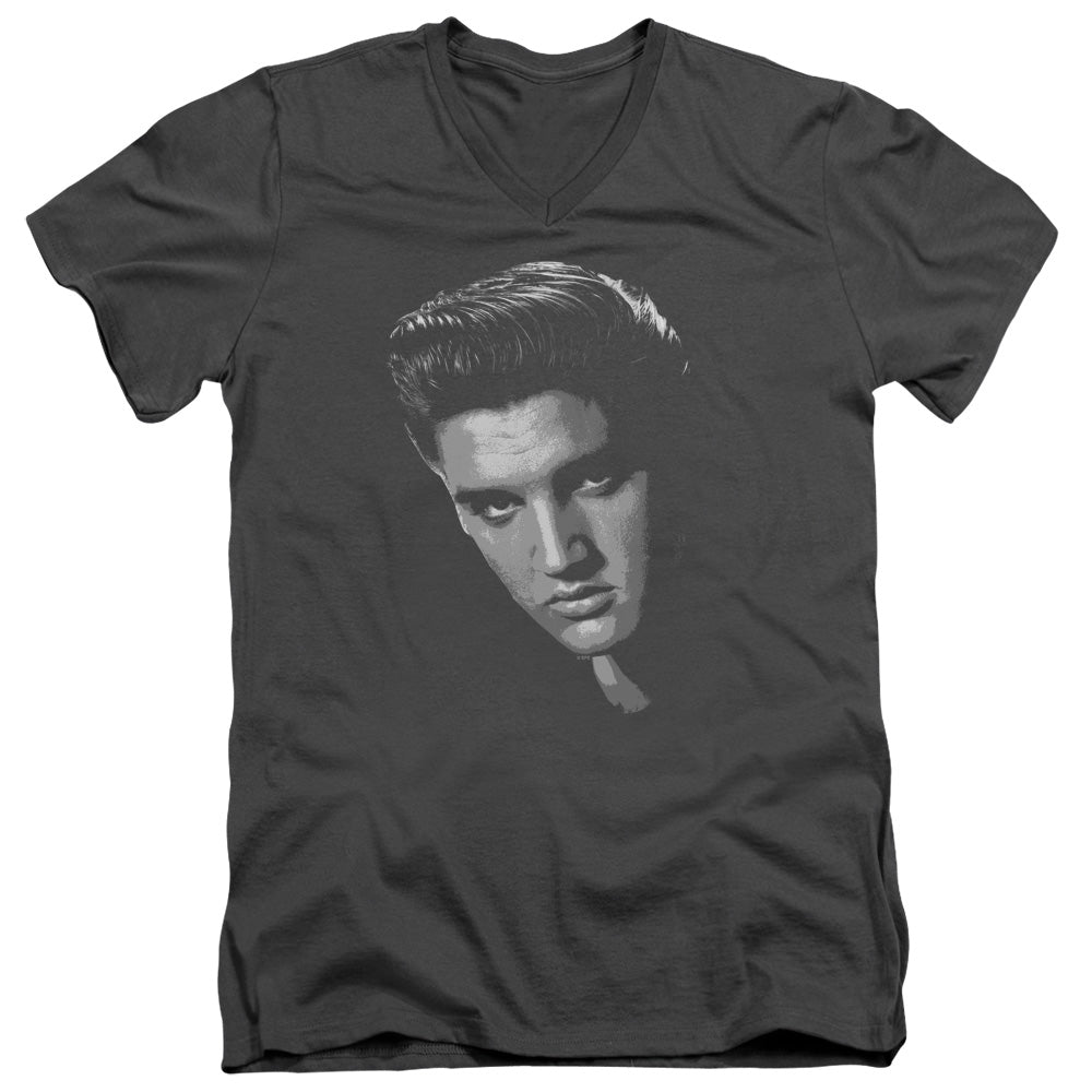 Elvis Presley American Idol Mens Slim Fit V Neck T Shirt Charcoal