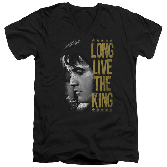 Elvis Presley Long Live the King Mens Slim Fit V Neck T Shirt Black