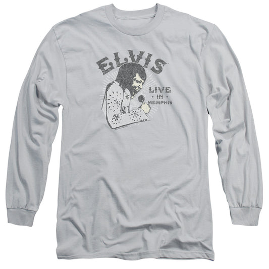 Elvis Presley Live in Memphis Mens Long Sleeve Shirt Silver