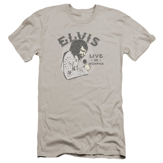 Elvis Presley Live in Memphis Premium Bella Canvas Slim Fit Mens T Shirt Silver