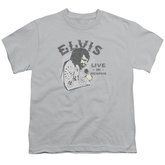 Elvis Presley Live in Memphis Kids Youth T Shirt Silver