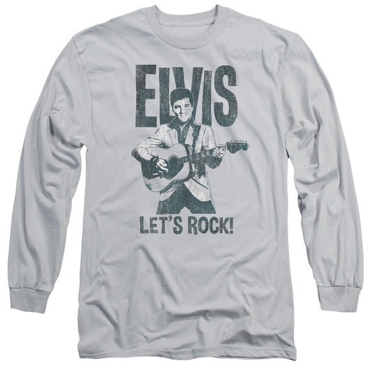 Elvis Presley Lets Rock Mens Long Sleeve Shirt Silver