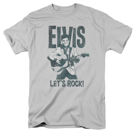 Elvis Presley Lets Rock Mens T Shirt Silver