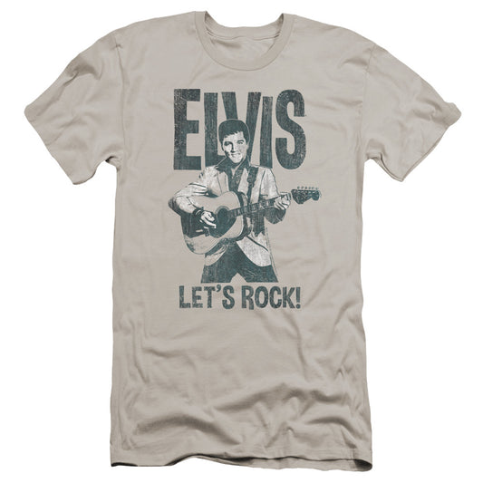 Elvis Presley Lets Rock Premium Bella Canvas Slim Fit Mens T Shirt Silver