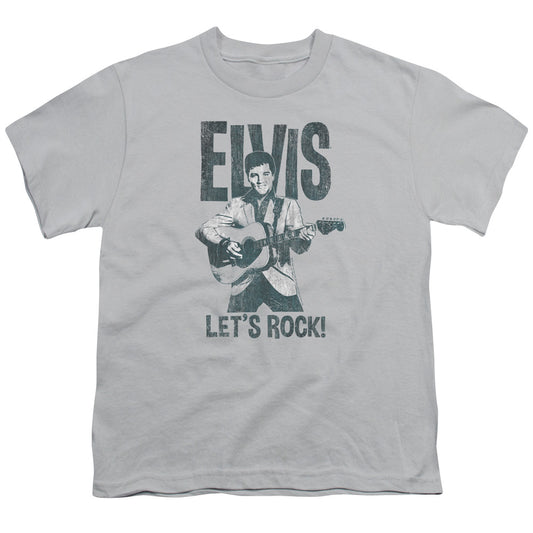 Elvis Presley Lets Rock Kids Youth T Shirt Silver