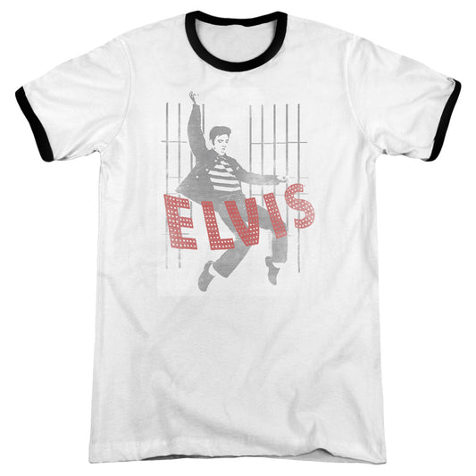 Elvis Presley Iconic Pose Heather Ringer Mens T Shirt White