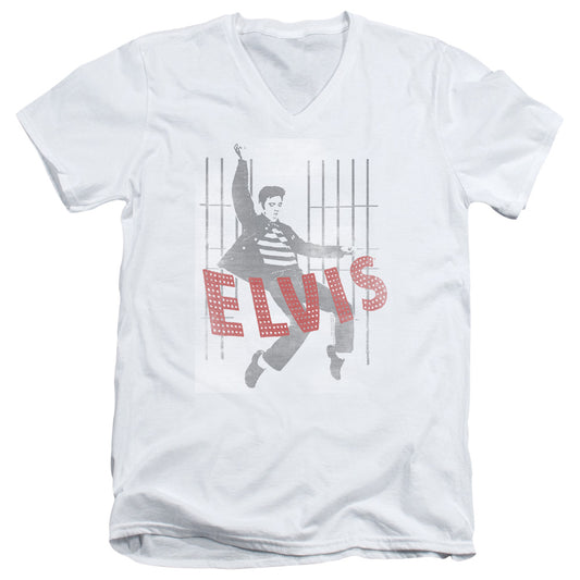 Elvis Presley Iconic Pose Mens Slim Fit V Neck T Shirt White