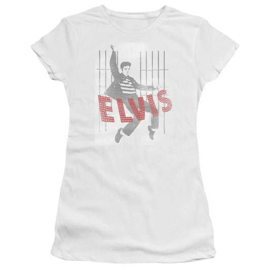 Elvis Presley Iconic Pose Junior Sheer Cap Sleeve Womens T Shirt White