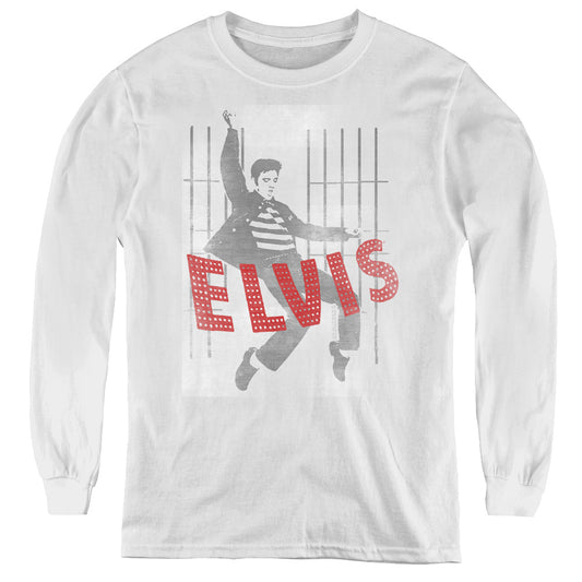 Elvis Presley Iconic Pose Long Sleeve Kids Youth T Shirt White