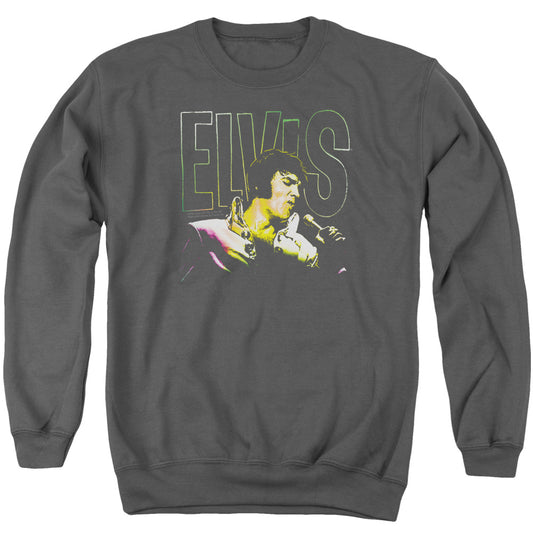 Elvis Presley Multicolored Mens Crewneck Sweatshirt Charcoal