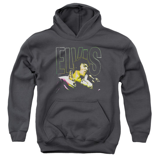 Elvis Presley Multicolored Kids Youth Hoodie Charcoal