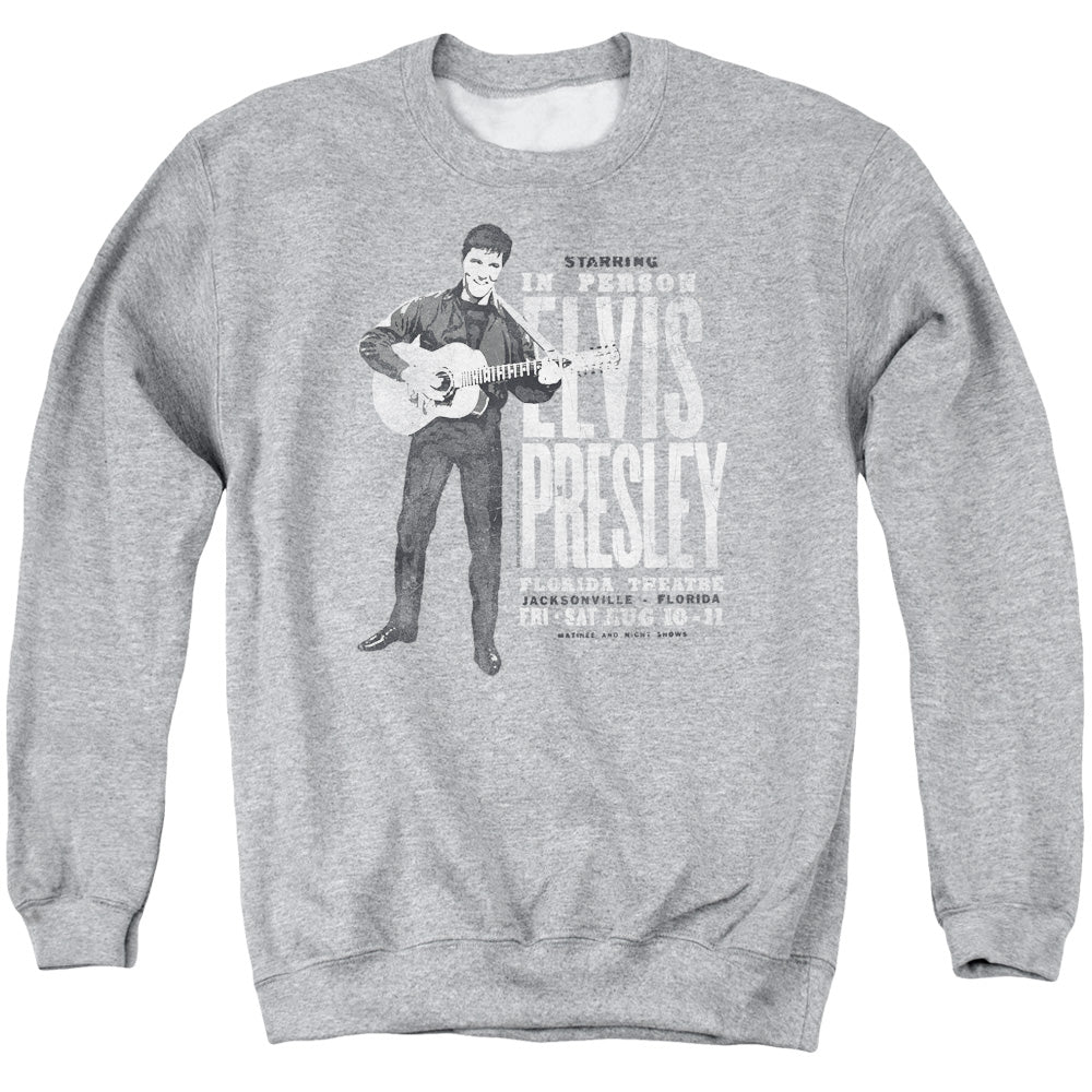 Elvis Presley in Person Mens Crewneck Sweatshirt Athletic Heather