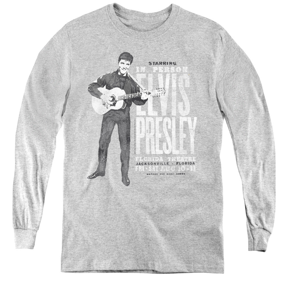 Elvis Presley in Person Long Sleeve Kids Youth T Shirt Athletic Heather