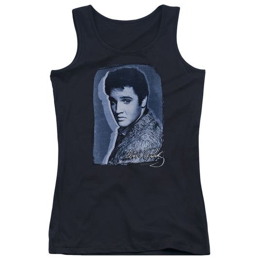 Elvis Presley Overlay Womens Tank Top Shirt Black