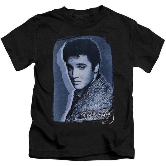 Elvis Presley Overlay Juvenile Kids Youth T Shirt Black 