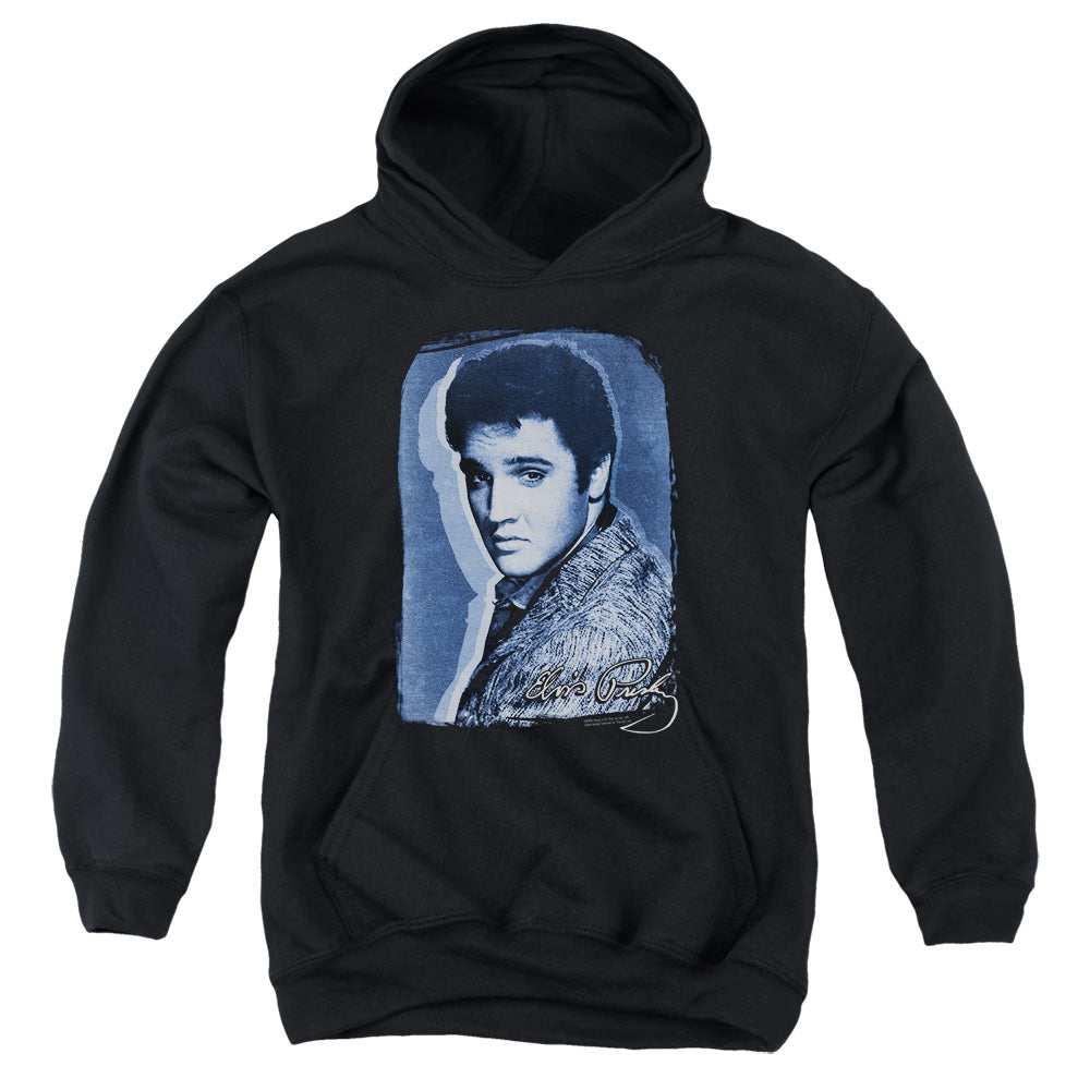 Elvis Presley Overlay Kids Youth Hoodie Black