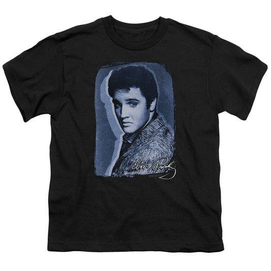 Elvis Presley Overlay Kids Youth T Shirt Black