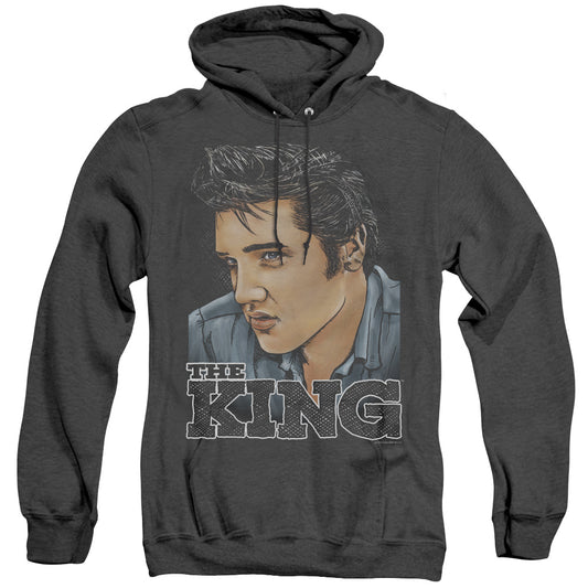 Elvis Presley Graphic King Mens Heather Hoodie Black Officially Licensed