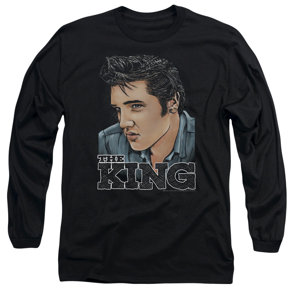 Elvis Presley Graphic King Mens Long Sleeve Shirt Black