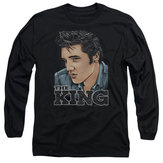Elvis Presley Graphic King Mens Long Sleeve Shirt Black