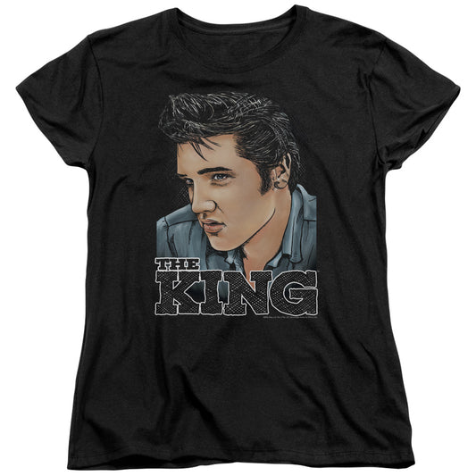 Elvis Presley Graphic King Womens T Shirt Black