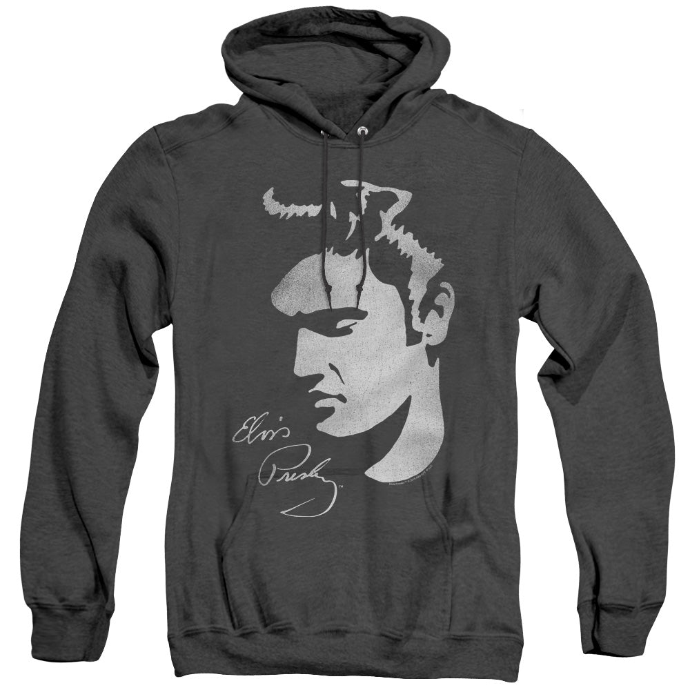 Elvis Presley Simple Face Mens Heather Hoodie Black Officially Licensed