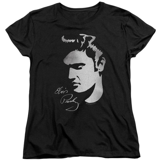 Elvis Presley Simple Face Womens T Shirt Black
