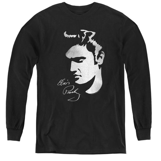 Elvis Presley Simple Face Long Sleeve Kids Youth T Shirt Black