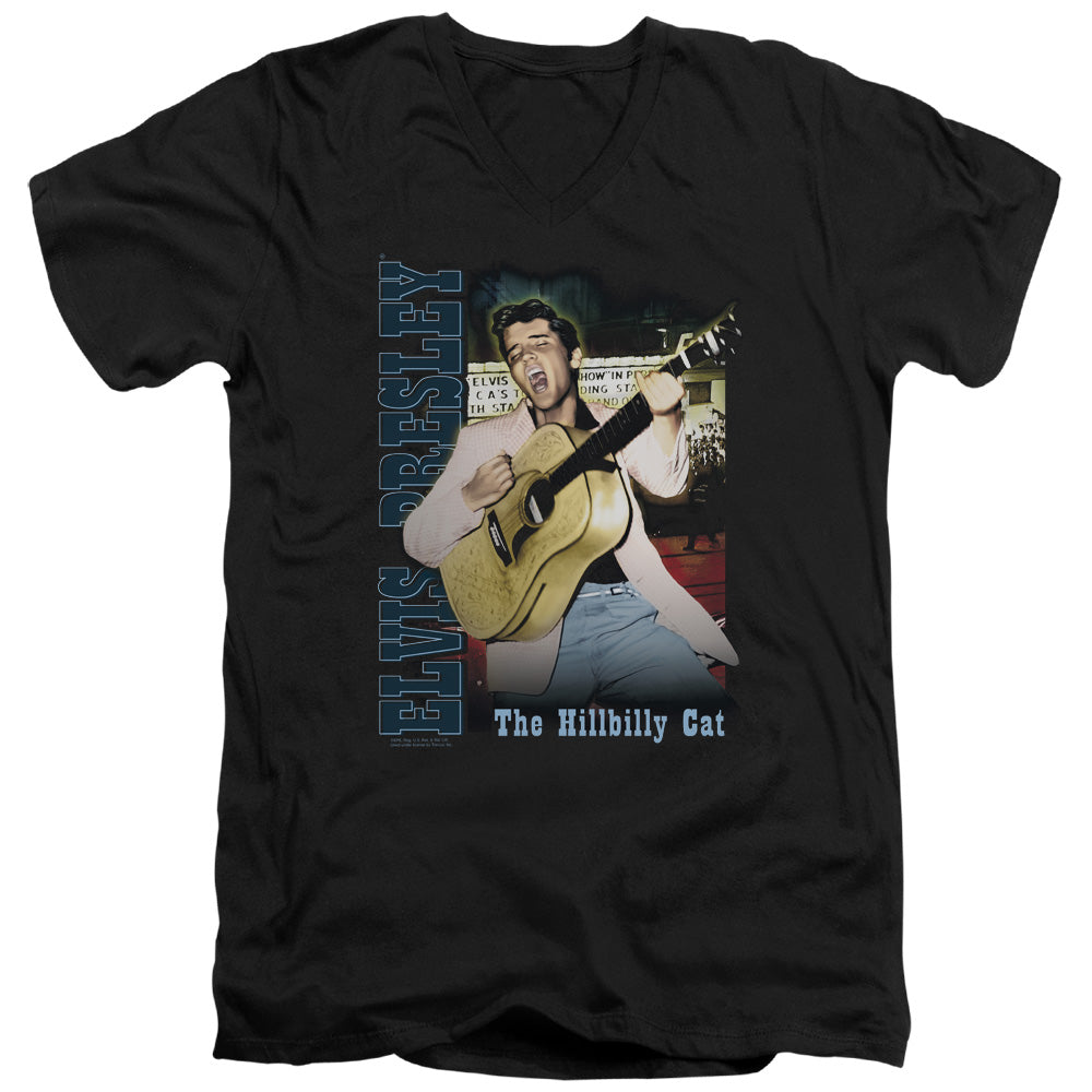 Elvis Presley Memphis Mens Slim Fit V Neck T Shirt Black